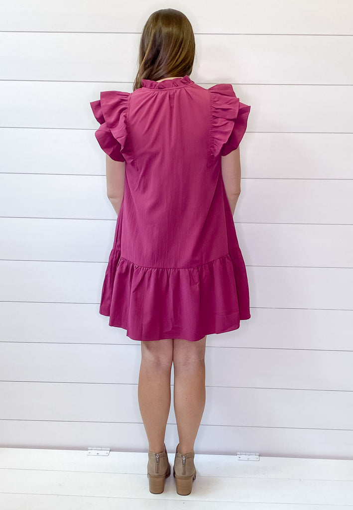 Best Life Ruffle  Plum Dress - Lyla's: Clothing, Decor & More - Plano Boutique