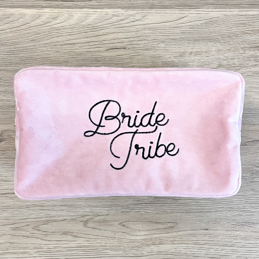 Bride Tribe Large Velvet Bag Pink - Lyla's: Clothing, Decor & More - Plano Boutique