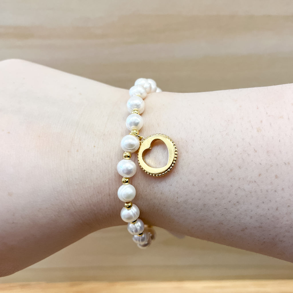 Pearl with Heart Bracelet - Lyla's: Clothing, Decor & More - Plano Boutique