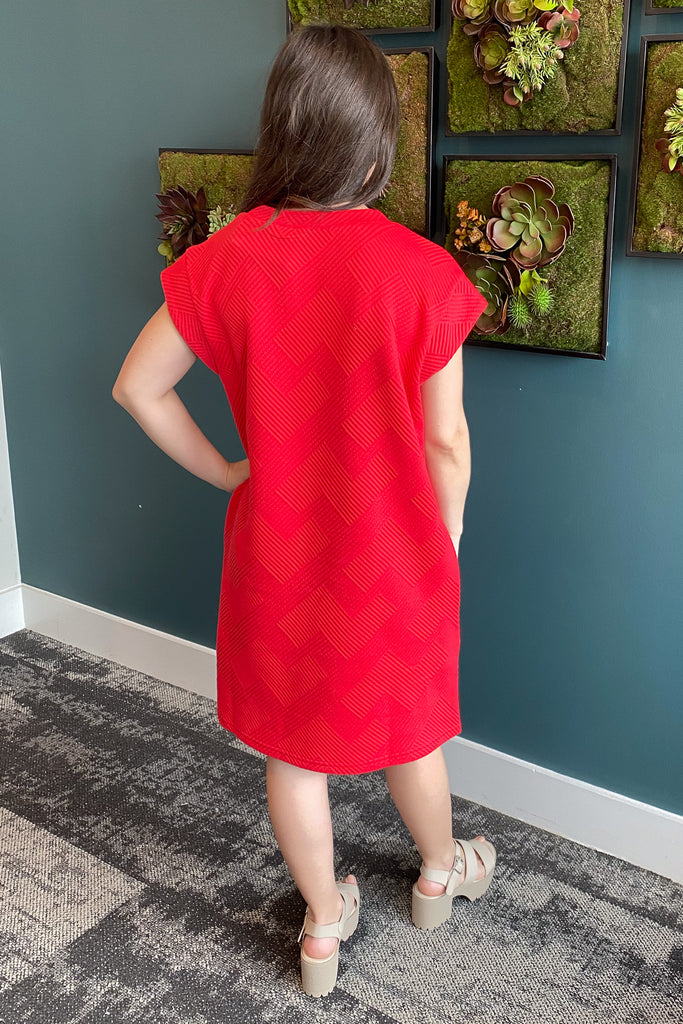 The One for You Textured Red Dress - Lyla's: Clothing, Decor & More - Plano Boutique