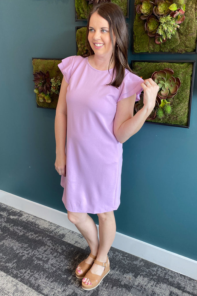 Calling All Girls Lilac Ruffle Sleeve Dress - Lyla's: Clothing, Decor & More - Plano Boutique