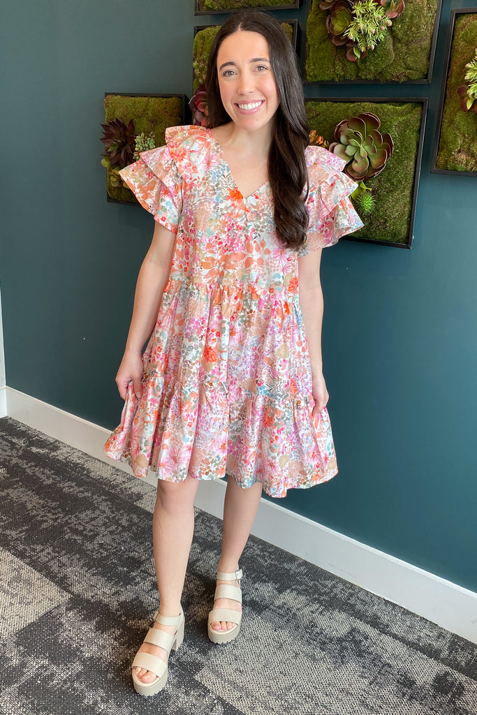 Pretty Pastel Pink Print Dress - Lyla's: Clothing, Decor & More - Plano Boutique