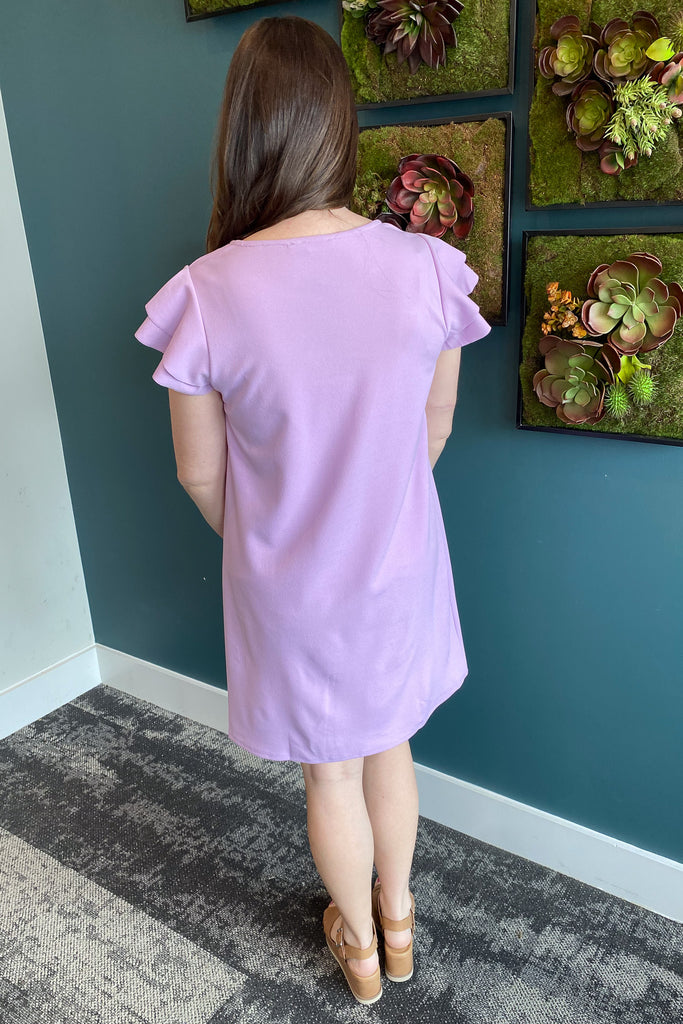 Calling All Girls Lilac Ruffle Sleeve Dress - Lyla's: Clothing, Decor & More - Plano Boutique