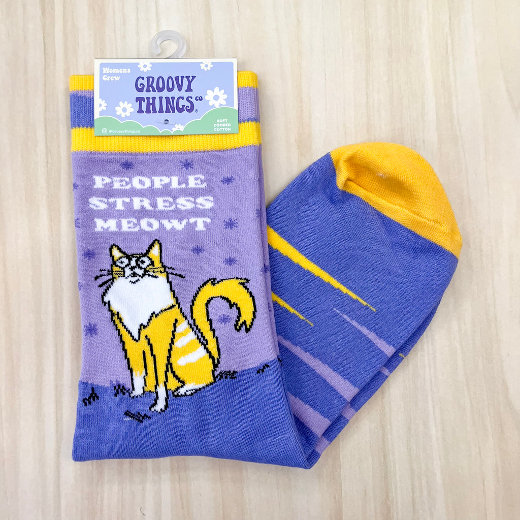 People Stress Meowt Womens Crew Socks - Lyla's: Clothing, Decor & More - Plano Boutique