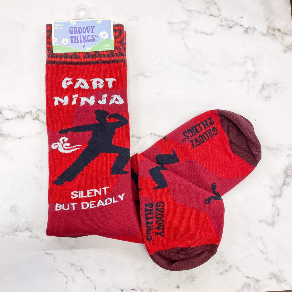 Fart Ninja Silently but Deadly Mens Socks - Lyla's: Clothing, Decor & More - Plano Boutique