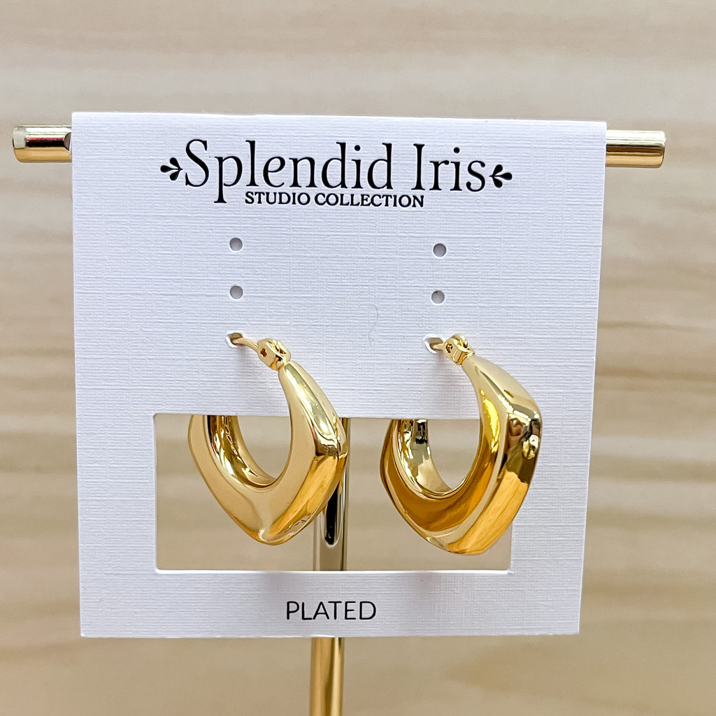 Gold Wide Angle Latch Hook Huggie Earrings - Lyla's: Clothing, Decor & More - Plano Boutique