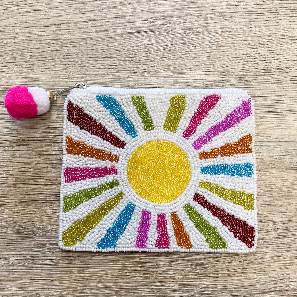 Sunshine Colorful Beaded Pouch - Lyla's: Clothing, Decor & More - Plano Boutique