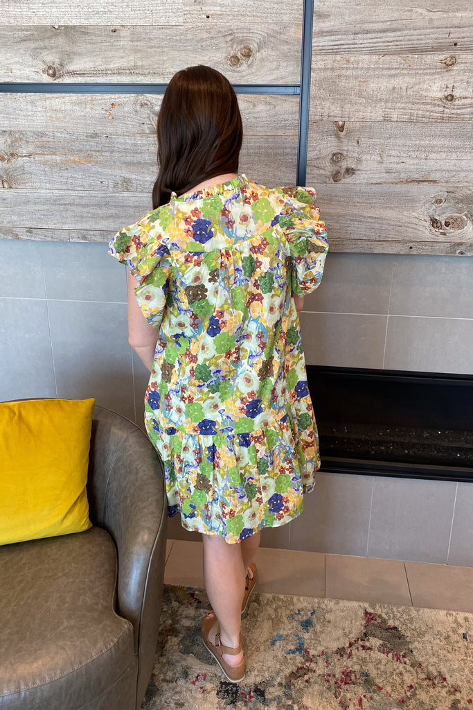 Light Up the Day Floral Print Apple Green Dress - Lyla's: Clothing, Decor & More - Plano Boutique