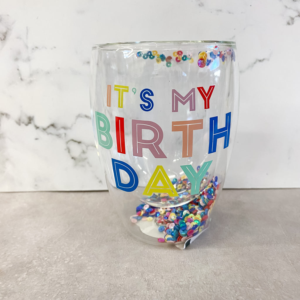 It's My Birthday Confetti Wine Glass - Lyla's: Clothing, Decor & More - Plano Boutique