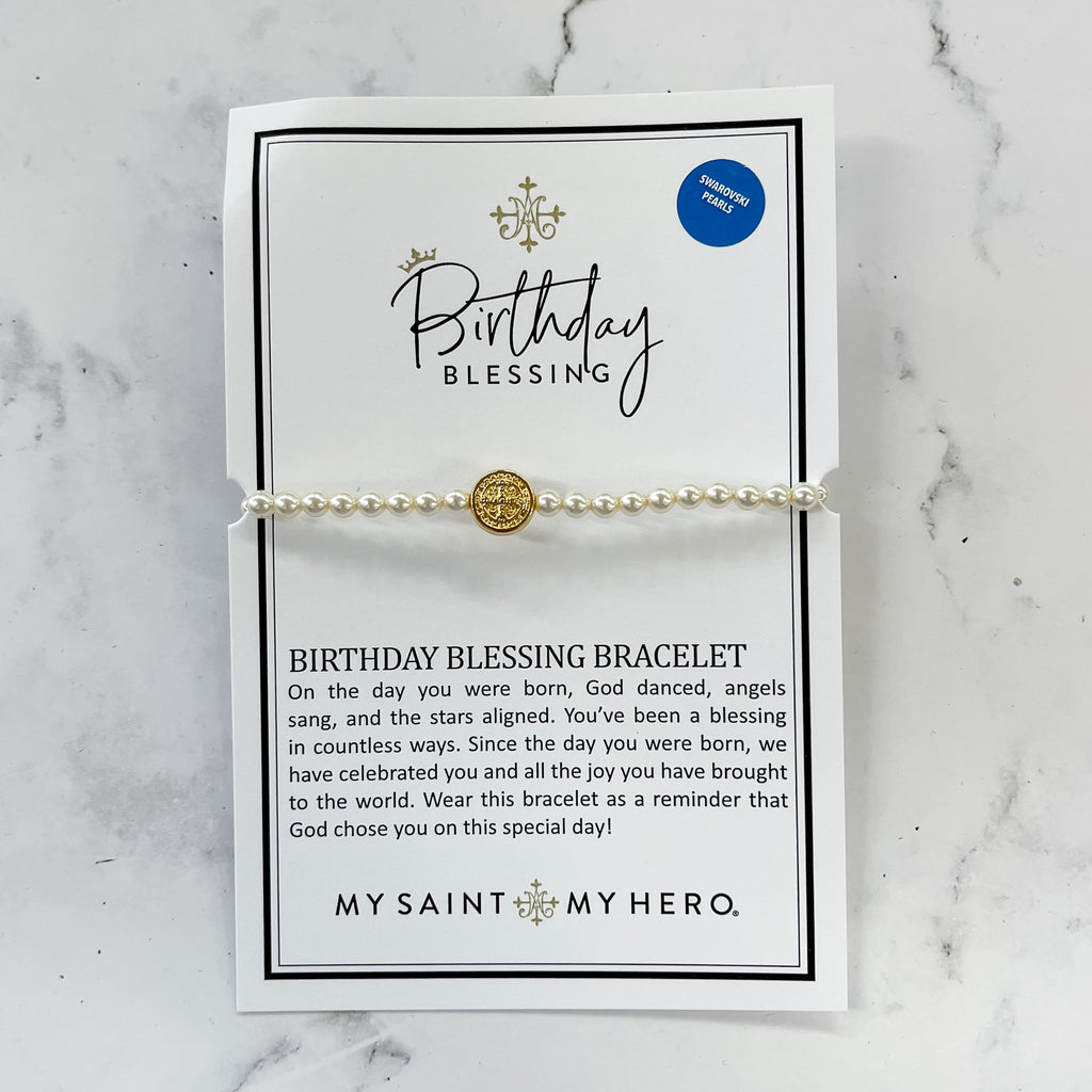 Pearl Birthday Blessing Bracelet - Gold by My Saint My Hero - Lyla's: Clothing, Decor & More - Plano Boutique