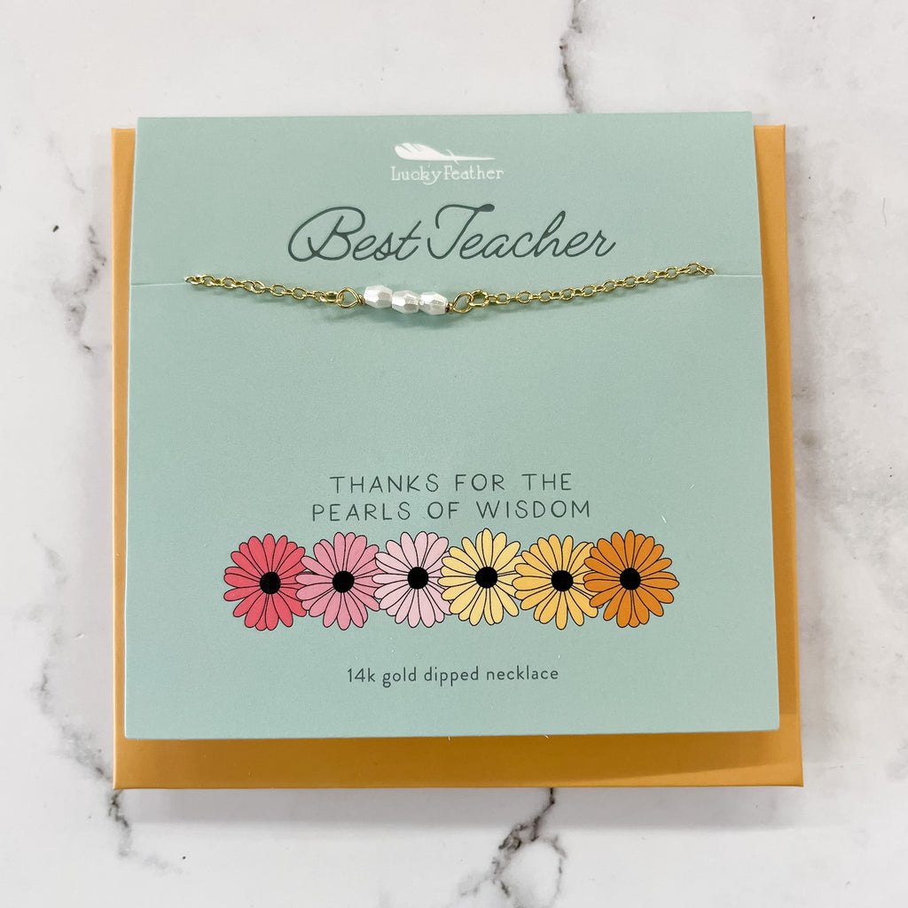 Teacher Necklace - Thanks for the Pearl of Wisdom - Lyla's: Clothing, Decor & More - Plano Boutique