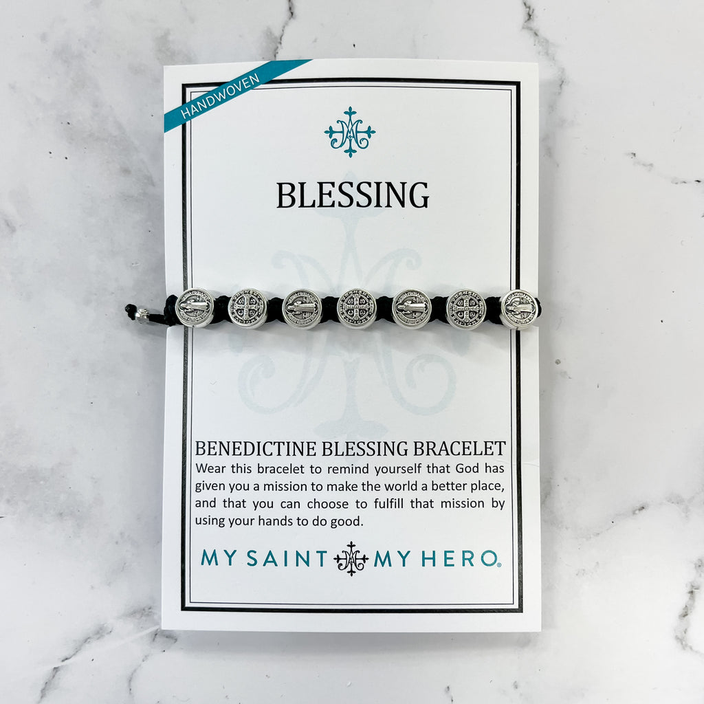 Benedictine Blessing Bracelet - Silver and Black by My Saint My Hero - Lyla's: Clothing, Decor & More - Plano Boutique
