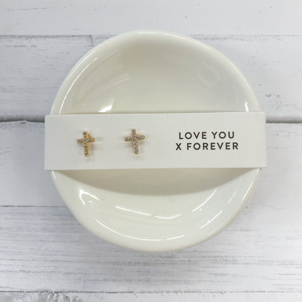 Ceramic Ring Dish & Earrings - Love You Forever - Lyla's: Clothing, Decor & More - Plano Boutique