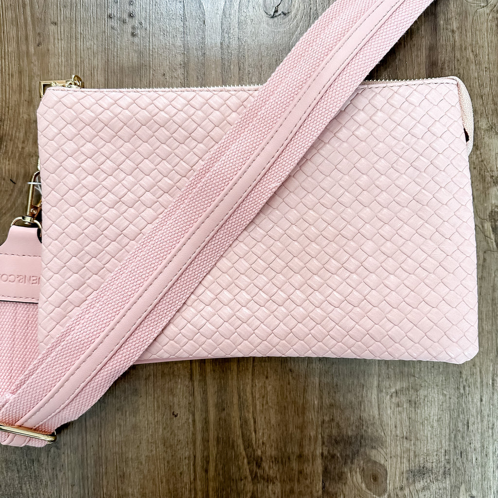 Jen & Co Izzy Diaz Woven Crossbody Handbag - Light Pink - Lyla's: Clothing, Decor & More - Plano Boutique