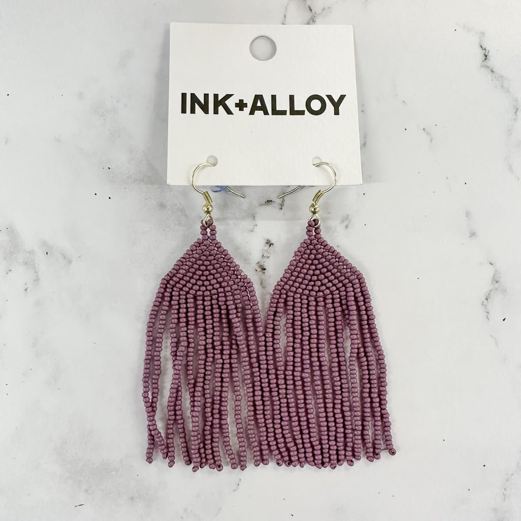 Lavender Seed Bead Earrings by Ink & Alloy - Lyla's: Clothing, Decor & More - Plano Boutique
