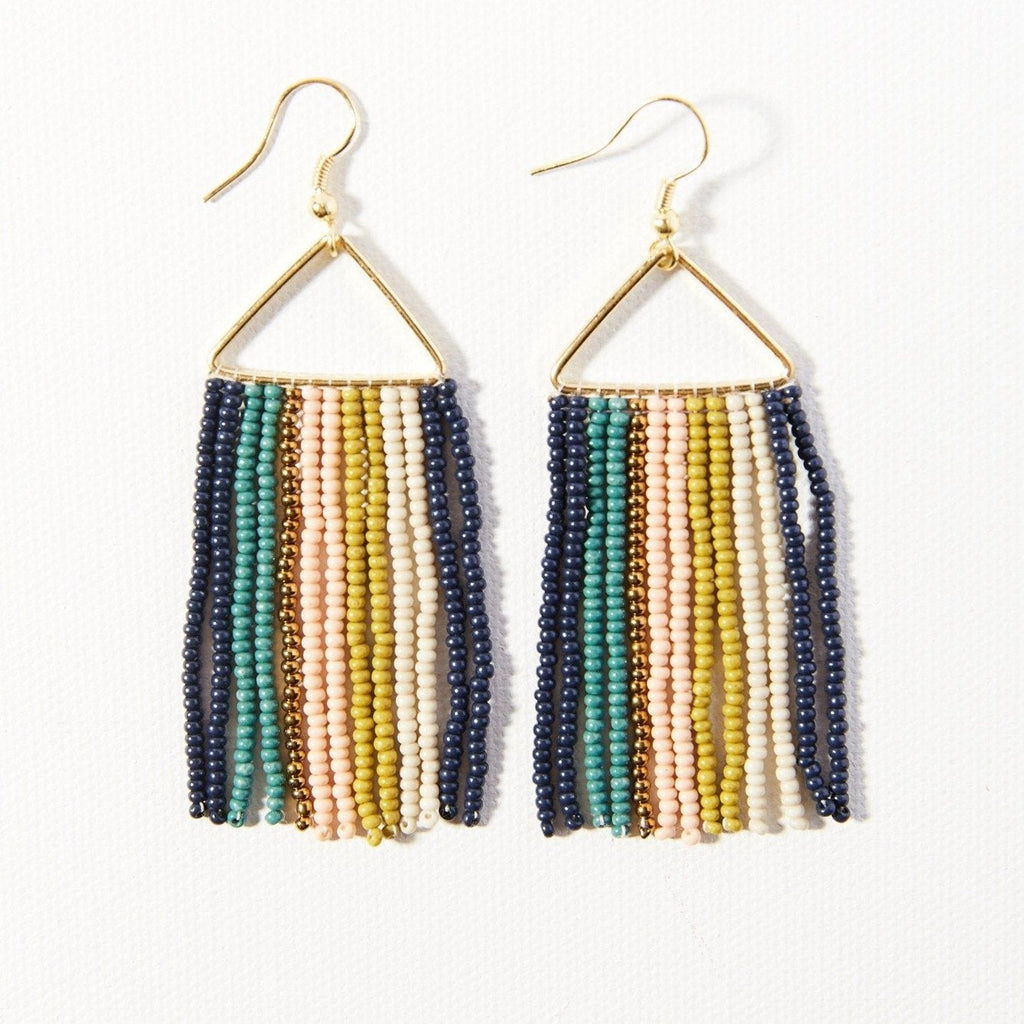 Teal Navy Stripe on Triangle Earring by Ink & Alloy - Lyla's: Clothing, Decor & More - Plano Boutique