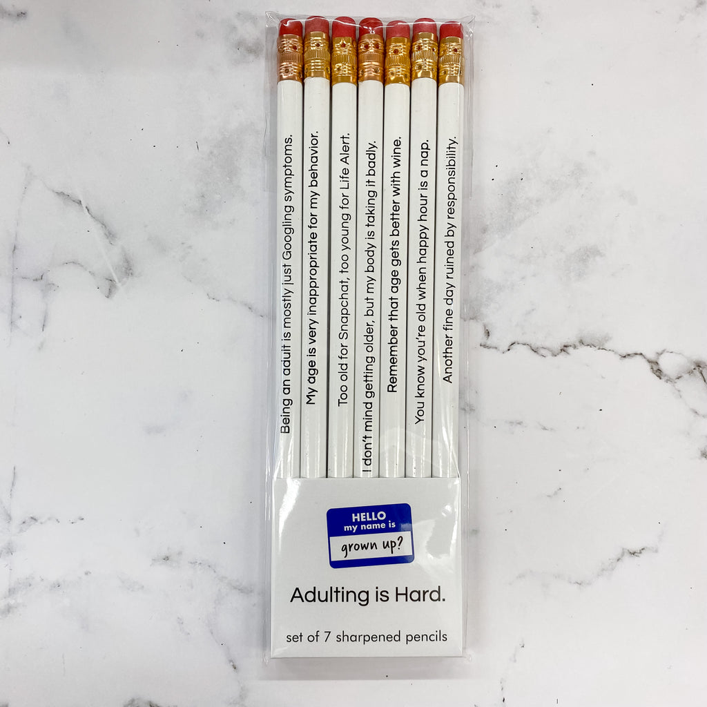 Pencil Set - Adulting Is Hard - Lyla's: Clothing, Decor & More - Plano Boutique