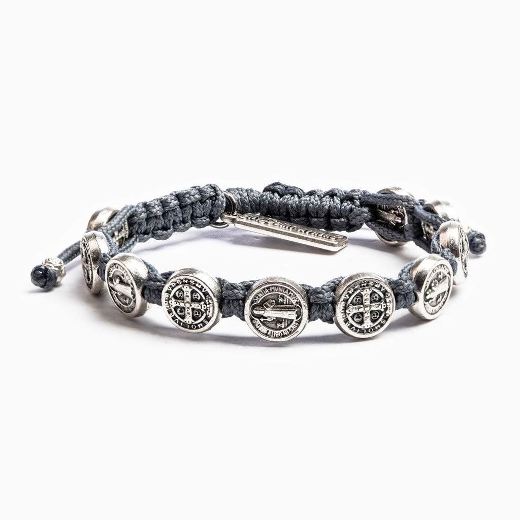 Benedictine Blessing Bracelet - Silver and Slate by My Saint My Hero - Lyla's: Clothing, Decor & More - Plano Boutique