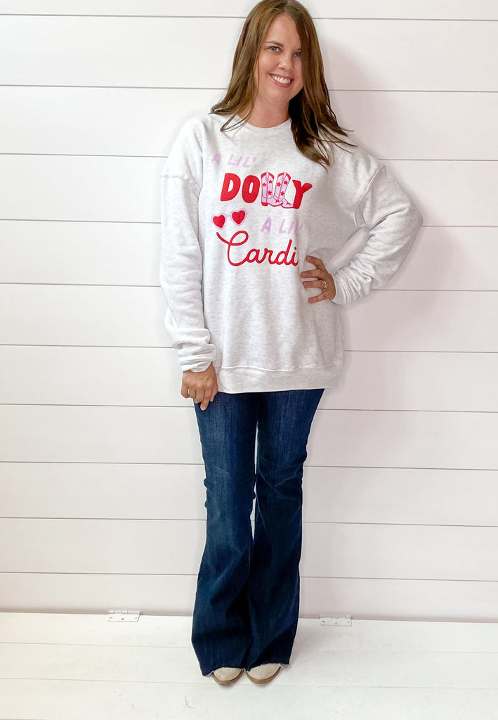 A Lil Dolly, A Lil Cardi Heather White Sweater - Lyla's: Clothing, Decor & More - Plano Boutique
