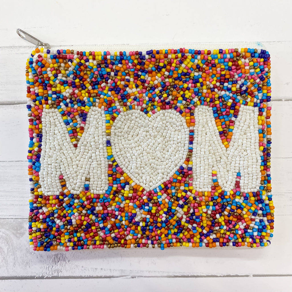Mom Beaded Pouch - Lyla's: Clothing, Decor & More - Plano Boutique