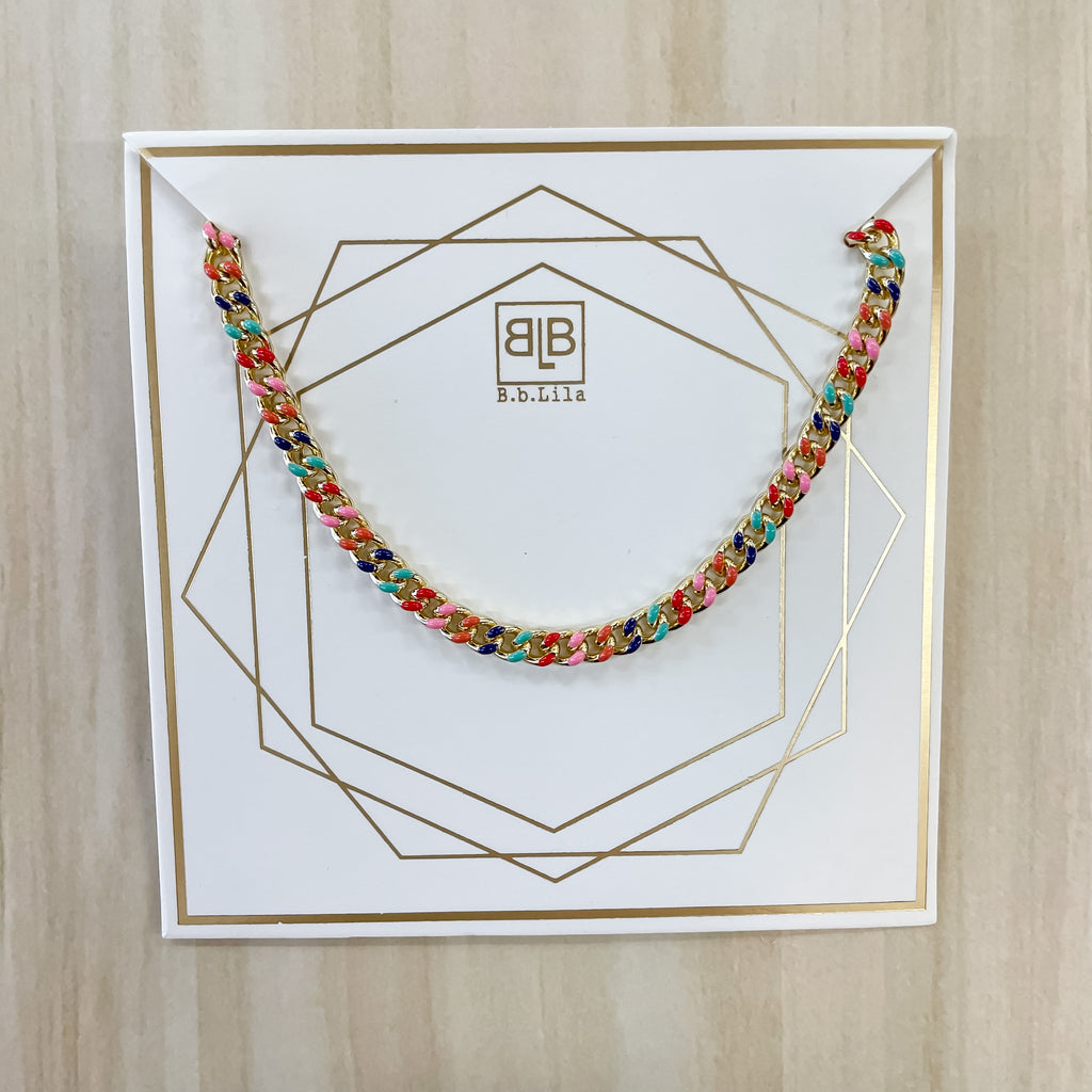 B.B. Lila - Funky Town 14 inch Cuban Chain Necklace in Multi Color - Lyla's: Clothing, Decor & More - Plano Boutique