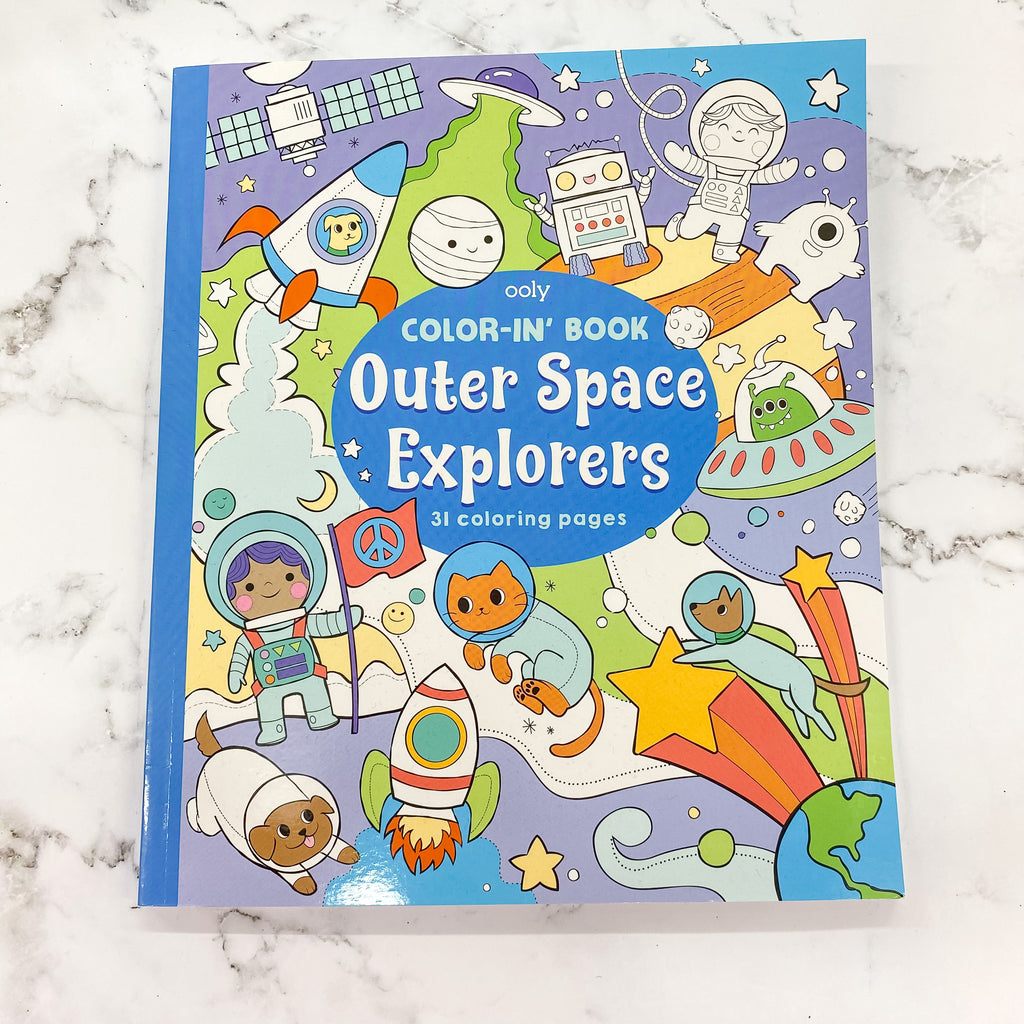 Outer Space Explorers Color-in' Book by OOLY - Lyla's: Clothing, Decor & More - Plano Boutique