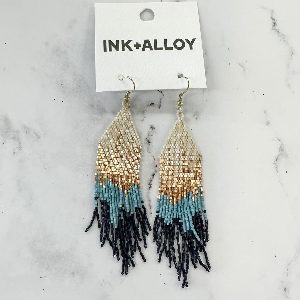 Navy Gold Mixed Metallic Luxe Ombre Earrings by Ink & Alloy - Lyla's: Clothing, Decor & More - Plano Boutique