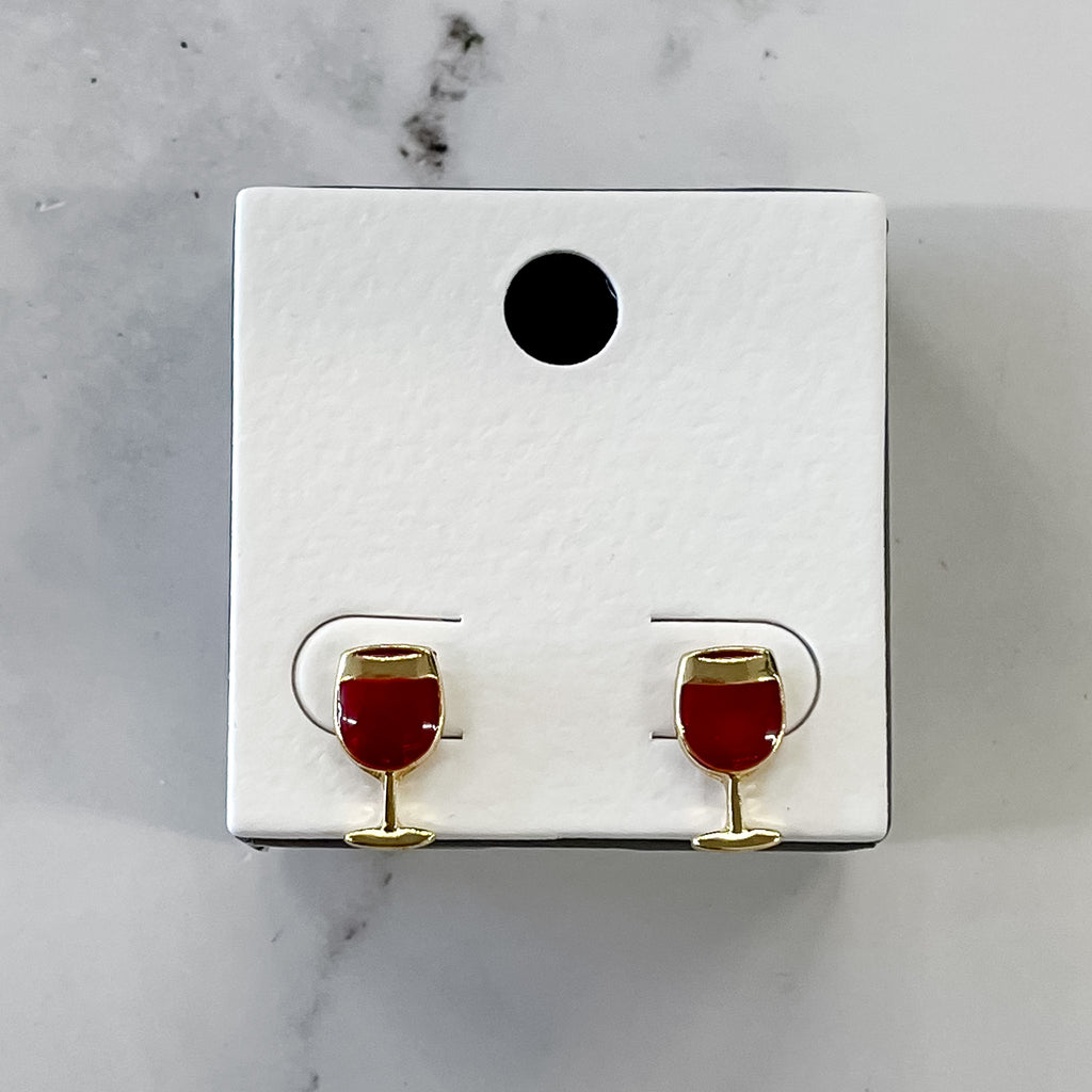 Red Wine Glass Enamel Stud Earrings - Lyla's: Clothing, Decor & More - Plano Boutique