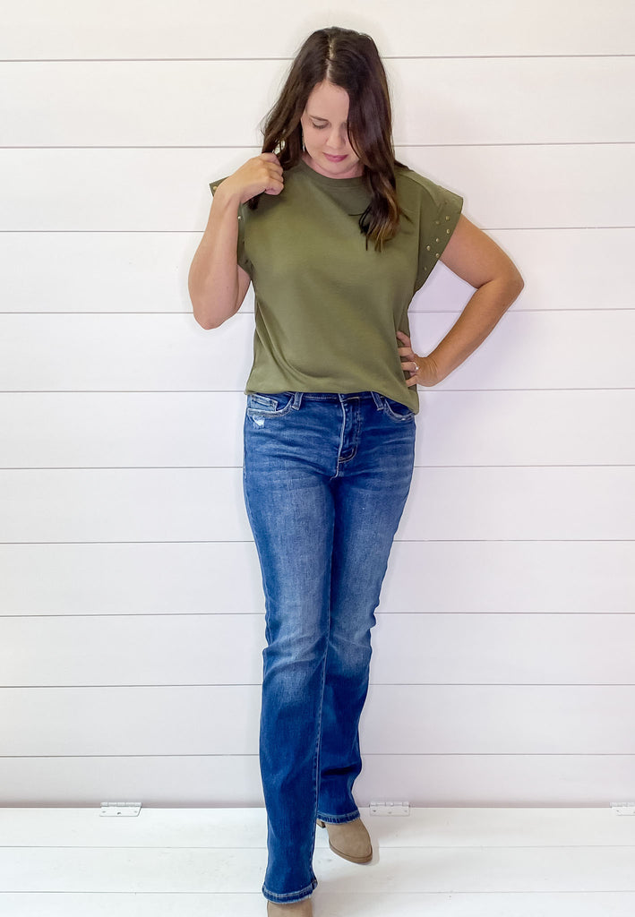 Skylar Sparkling High Rise Slim Boot Cut Denim by Vervet - Lyla's: Clothing, Decor & More - Plano Boutique