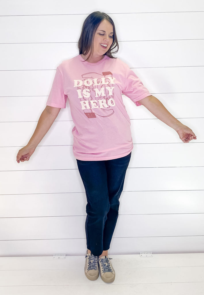 Dolly Is My Hero Pink Top - Lyla's: Clothing, Decor & More - Plano Boutique