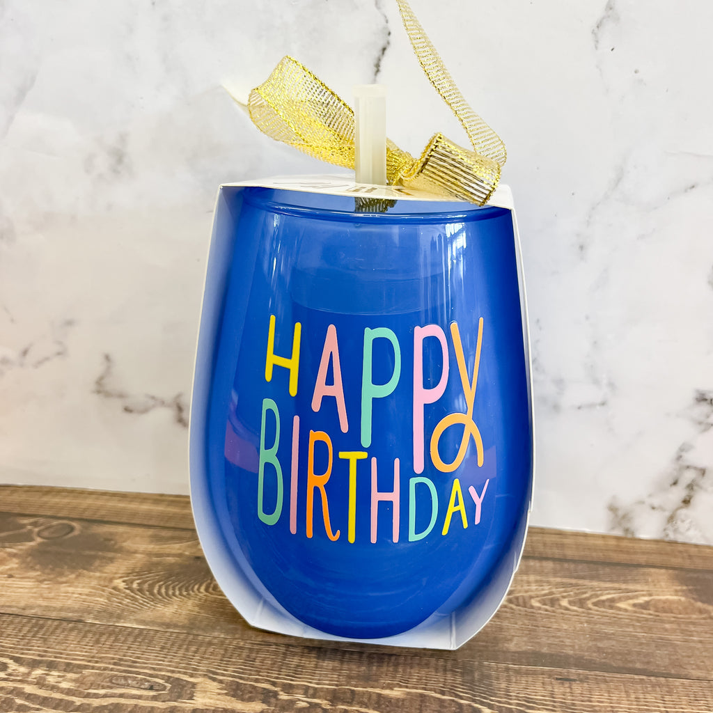 Happy Birthday Wine Glass and Popper Set - Lyla's: Clothing, Decor & More - Plano Boutique
