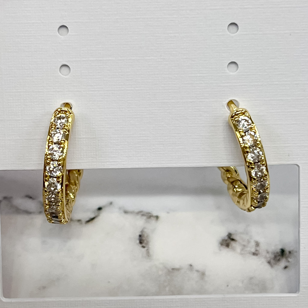 Large CZ Twist Huggies Gold Earrings - Lyla's: Clothing, Decor & More - Plano Boutique