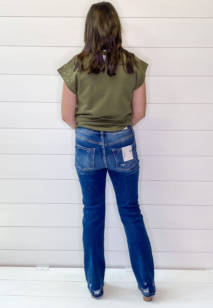 Skylar Sparkling High Rise Slim Boot Cut Denim by Vervet - Lyla's: Clothing, Decor & More - Plano Boutique