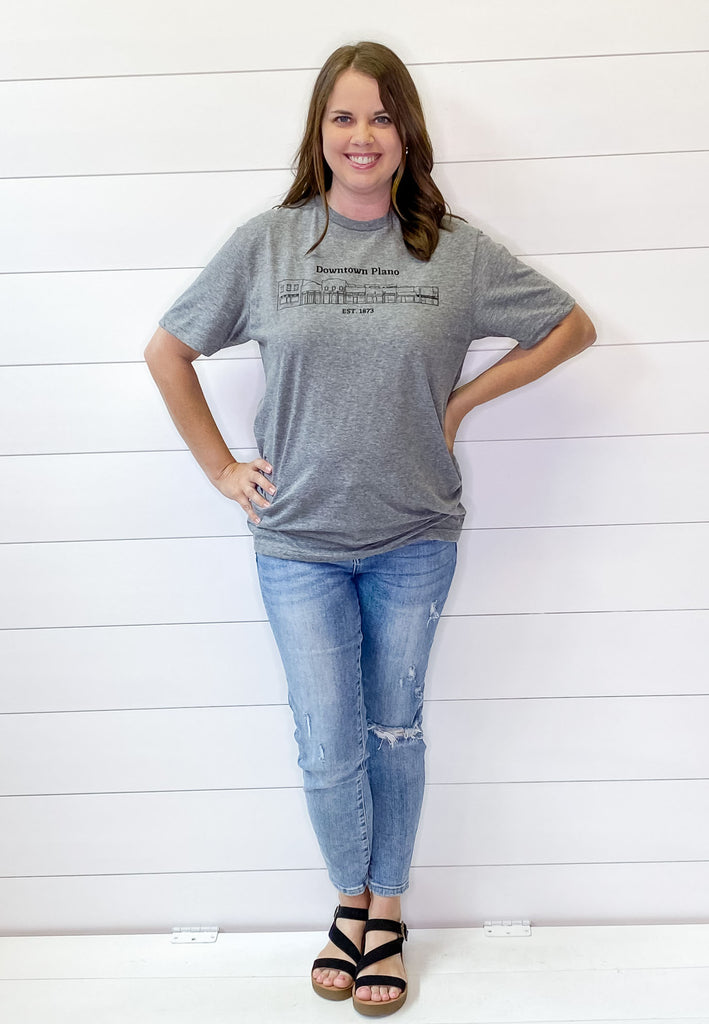 Downtown Plano Heather Grey Top - Lyla's: Clothing, Decor & More - Plano Boutique