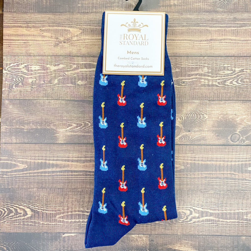 Guitar Print Mens Socks - Lyla's: Clothing, Decor & More - Plano Boutique