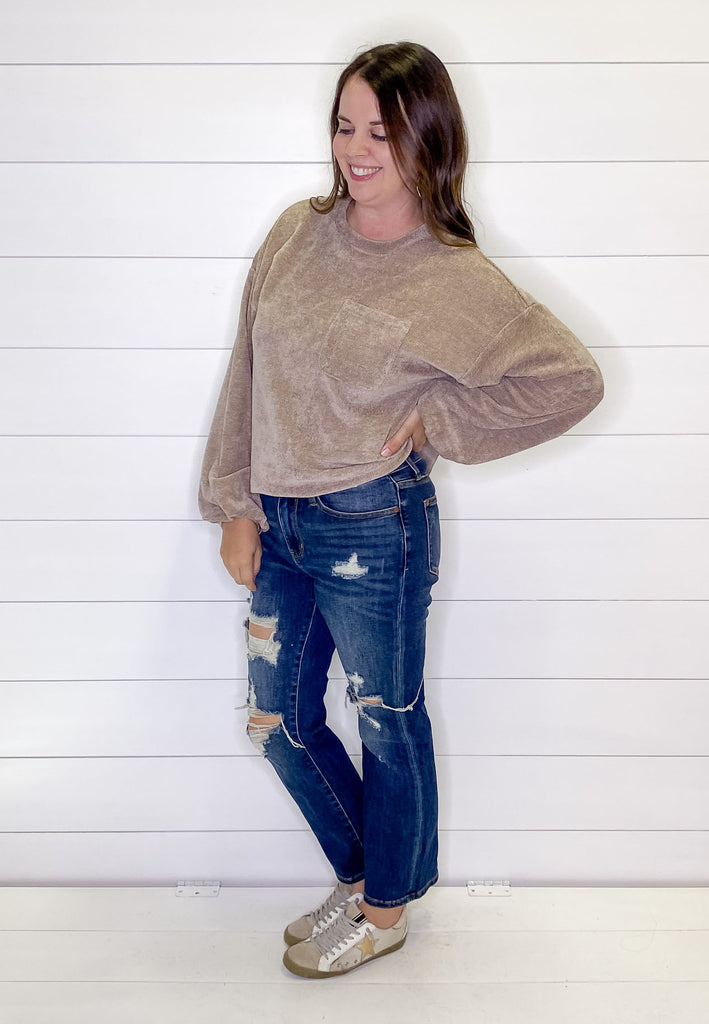 Mid Rise Distressed Crop Leg Straight Denim by Judy Blue - Lyla's: Clothing, Decor & More - Plano Boutique