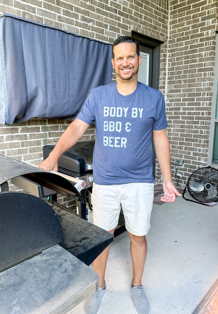 Body By BBQ and Beer Navy Mens Top - Lyla's: Clothing, Decor & More - Plano Boutique