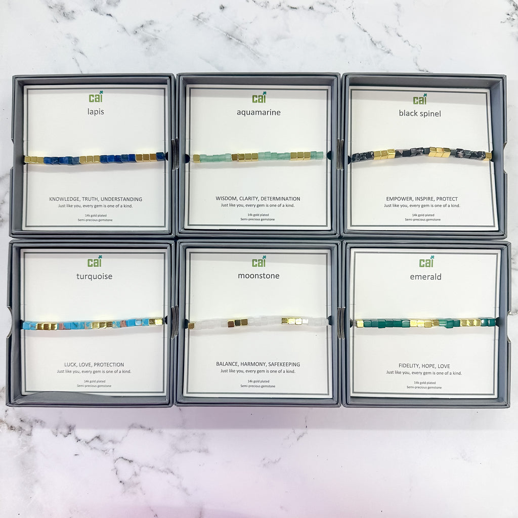 Gold Cube Bracelets by CAI - Lyla's: Clothing, Decor & More - Plano Boutique