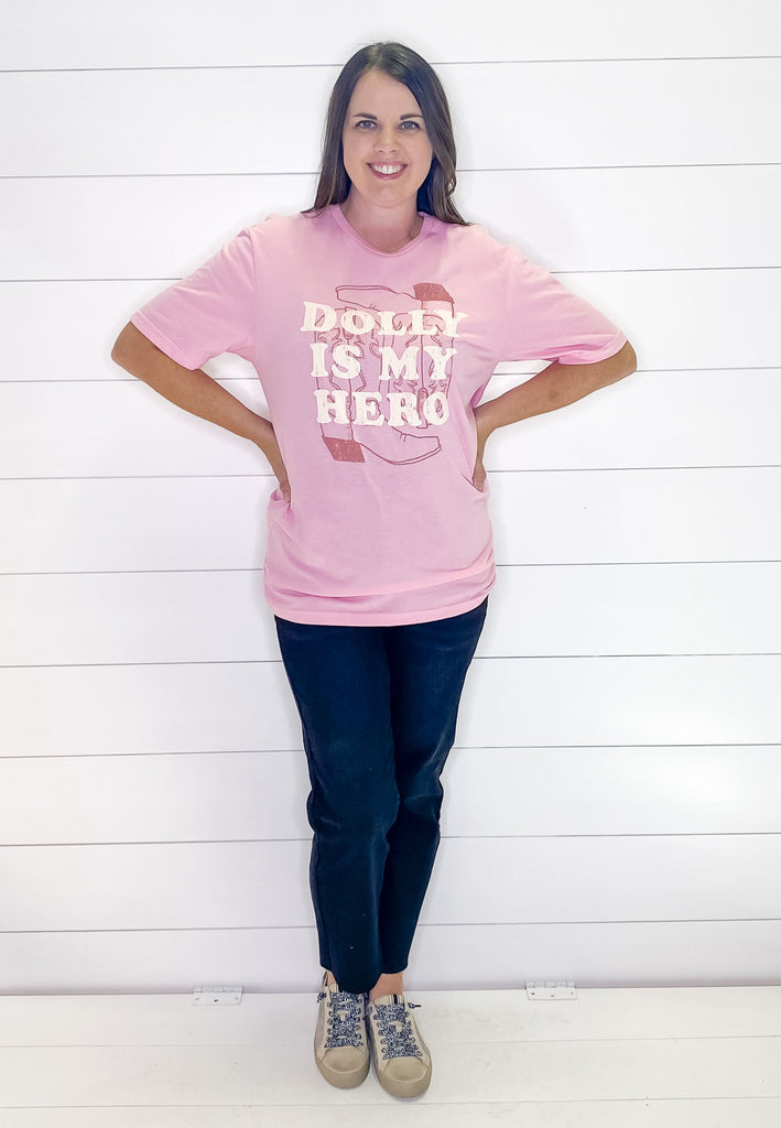 Dolly Is My Hero Pink Top - Lyla's: Clothing, Decor & More - Plano Boutique