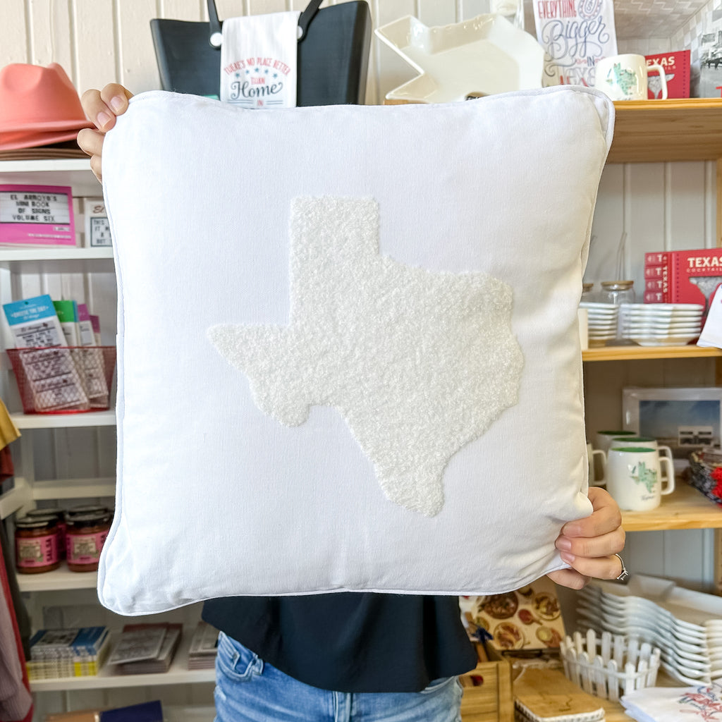 Texas Embroidered Off White Pillow - Lyla's: Clothing, Decor & More - Plano Boutique