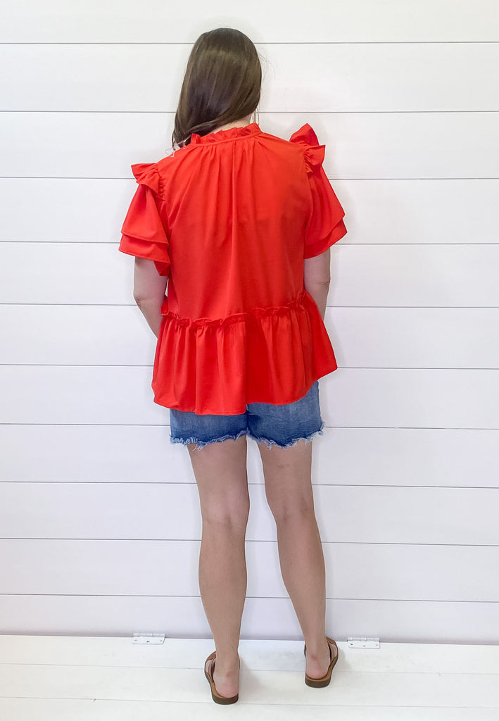 Just a Red Hot Ruffle Top - Lyla's: Clothing, Decor & More - Plano Boutique
