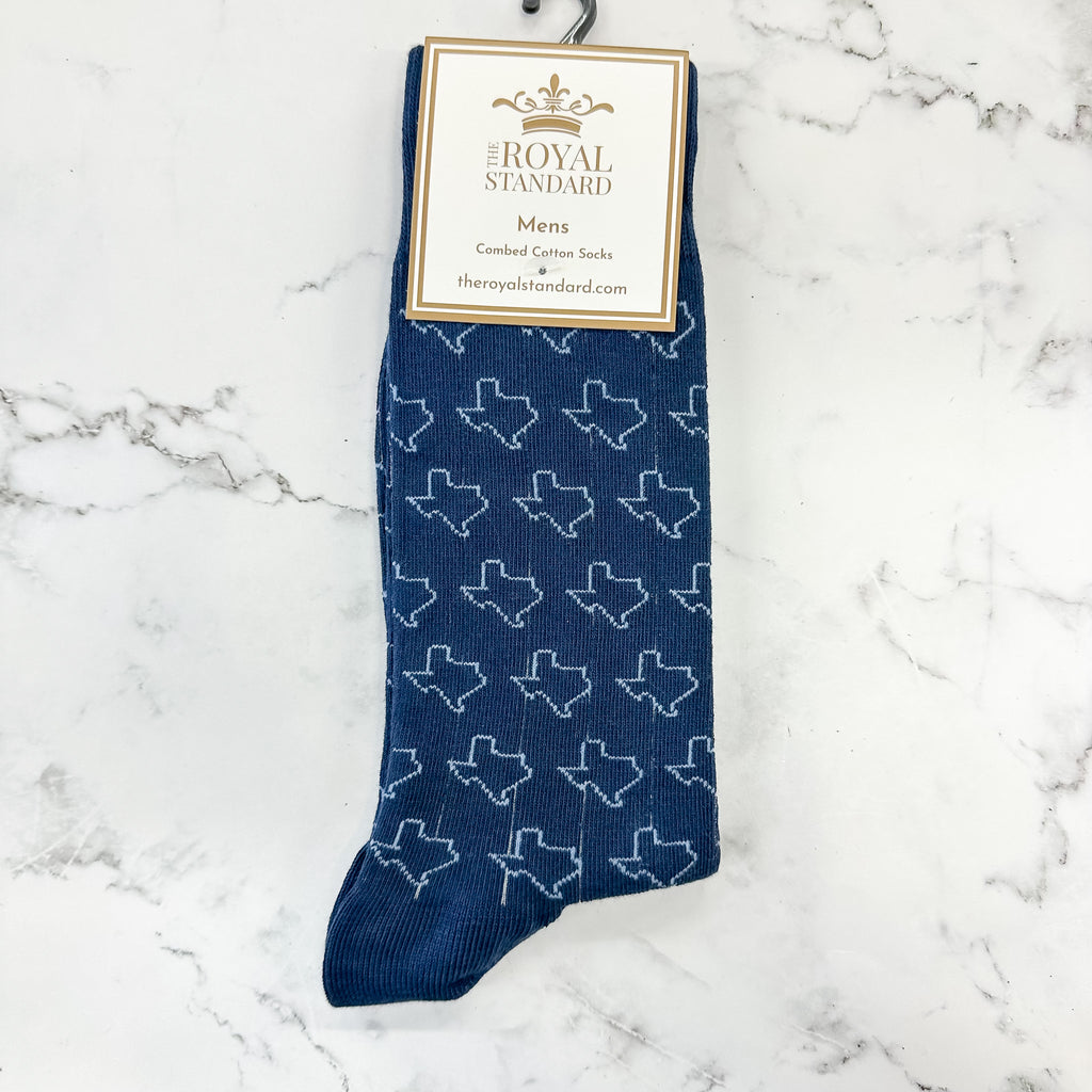 Navy and Grey Texas Mens Socks - Lyla's: Clothing, Decor & More - Plano Boutique