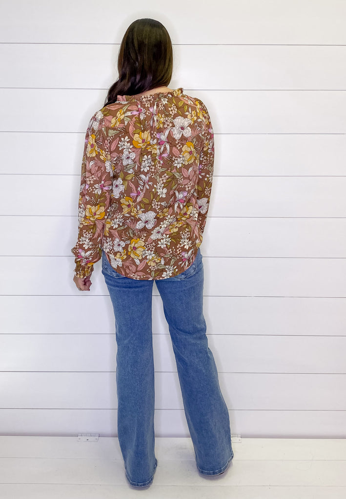 Mauve Floral Print Longsleeve Top - Lyla's: Clothing, Decor & More - Plano Boutique