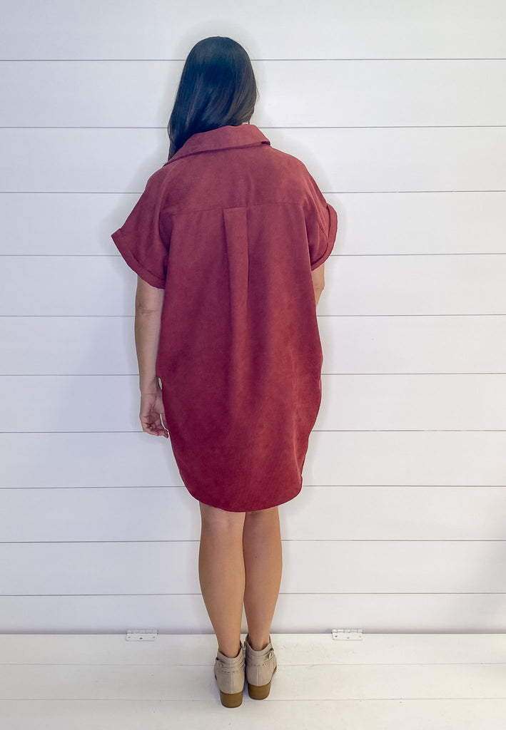 Merlot Corduroy Button Front Dress - Lyla's: Clothing, Decor & More - Plano Boutique