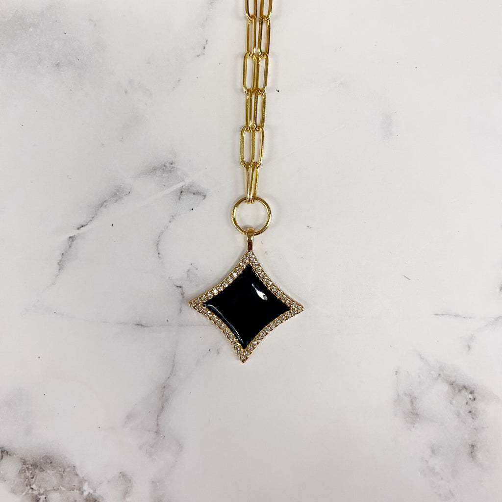 Black Diamond Shape Pendant Necklace - Lyla's: Clothing, Decor & More - Plano Boutique