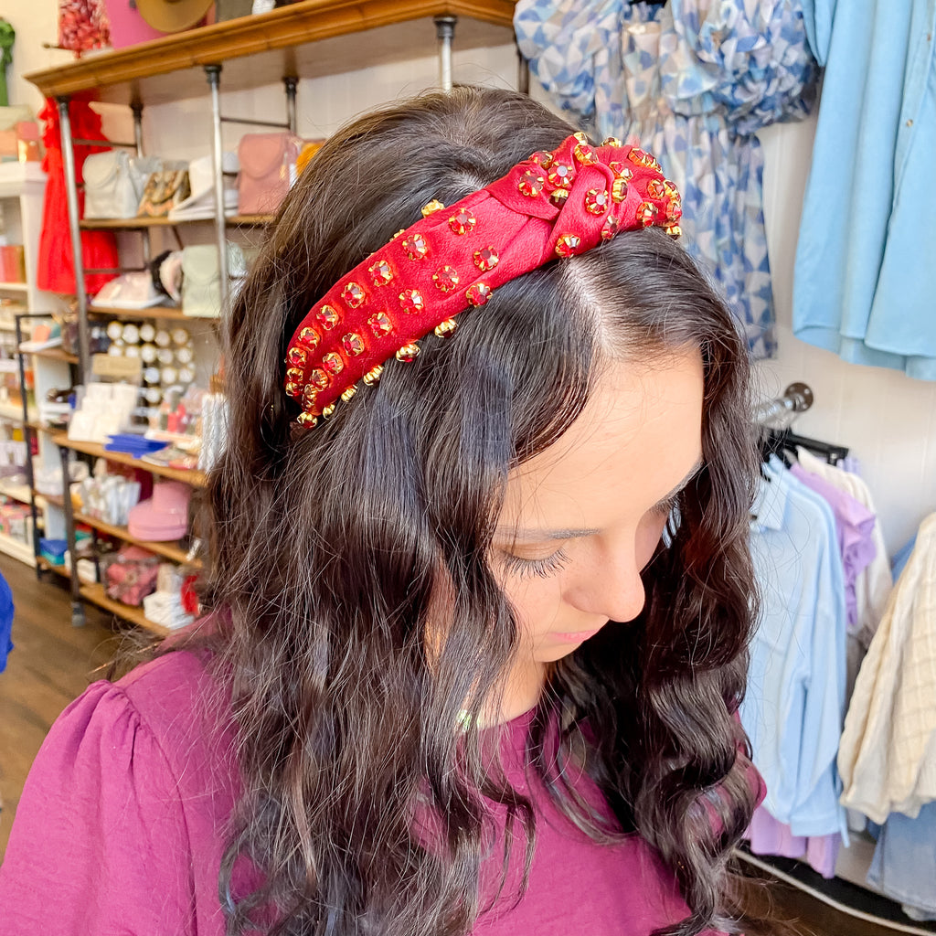 Burgundy Stone Silk Headband - Lyla's: Clothing, Decor & More - Plano Boutique