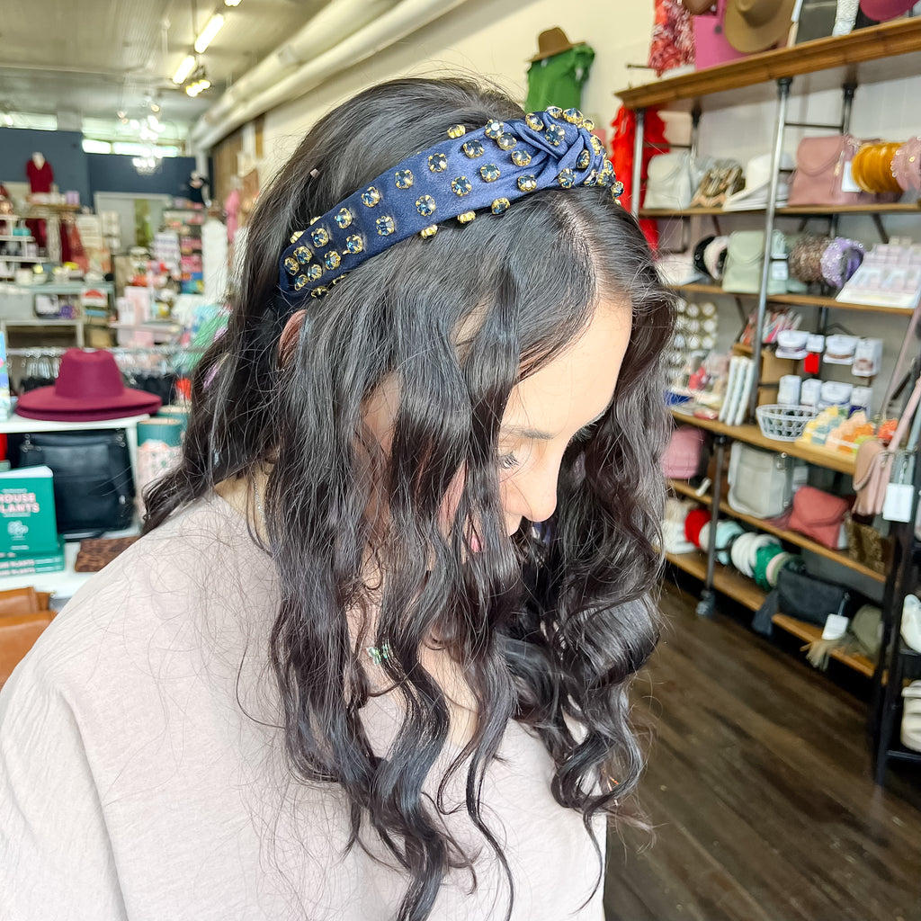Navy Stone Silk Headband - Lyla's: Clothing, Decor & More - Plano Boutique