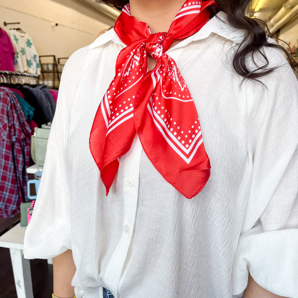 Red Bandana Print Scarf - Lyla's: Clothing, Decor & More - Plano Boutique