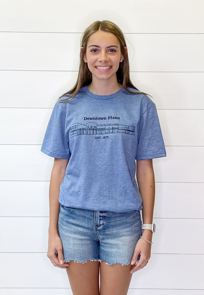 Downtown Plano Heather Blue Top - Lyla's: Clothing, Decor & More - Plano Boutique