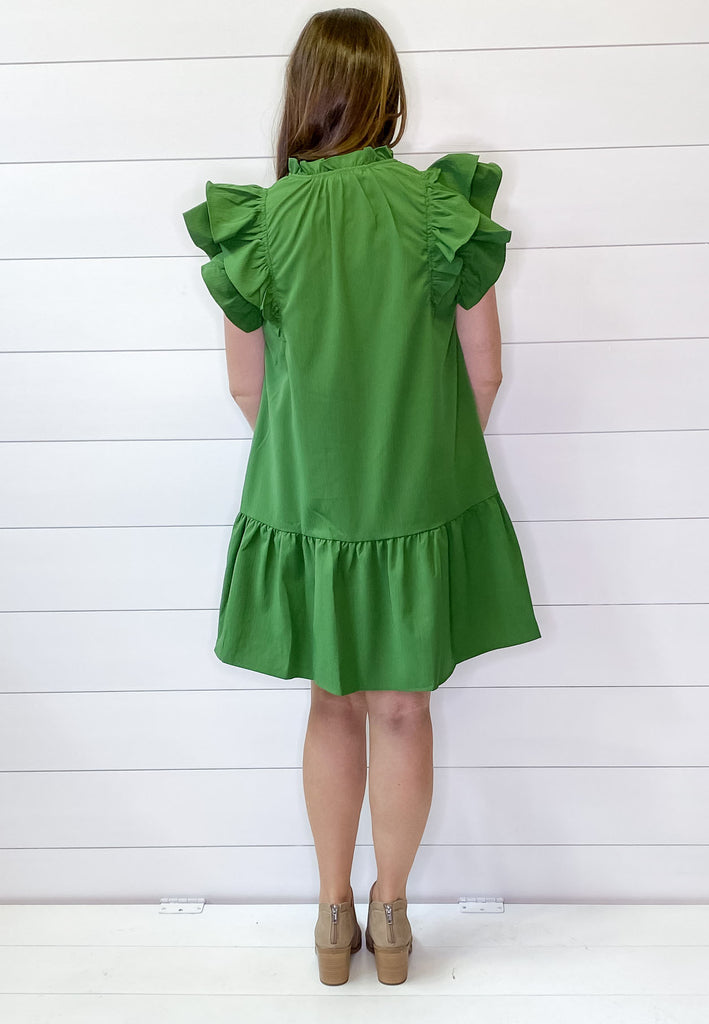 Best Life Ruffle Amazon Green Dress - Lyla's: Clothing, Decor & More - Plano Boutique